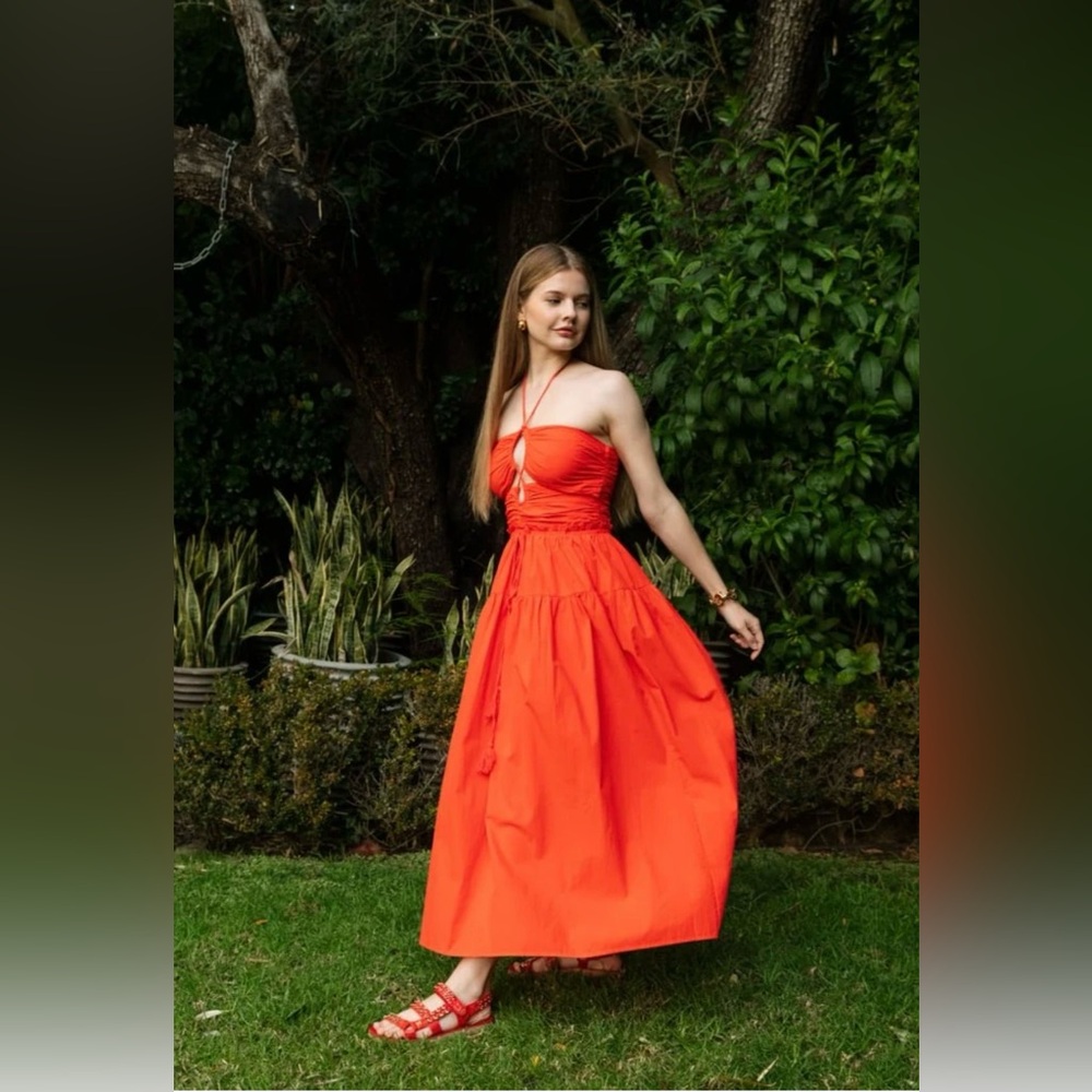 BENAAR LA - Jessie Halter Midi Dress Coral Size S
